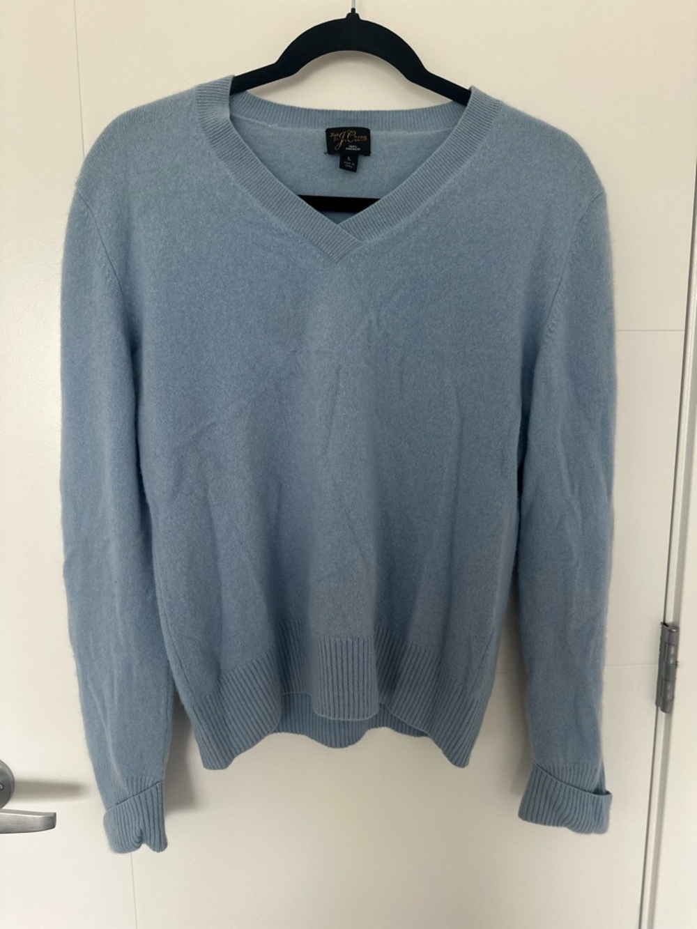 J. Crew Light Blue V-Neck Cashmere Sweater